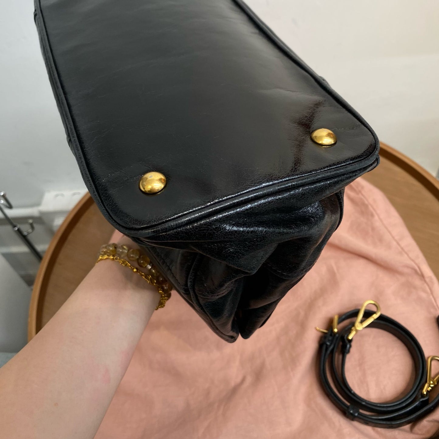 miu miu 黑色 2way 有塵袋