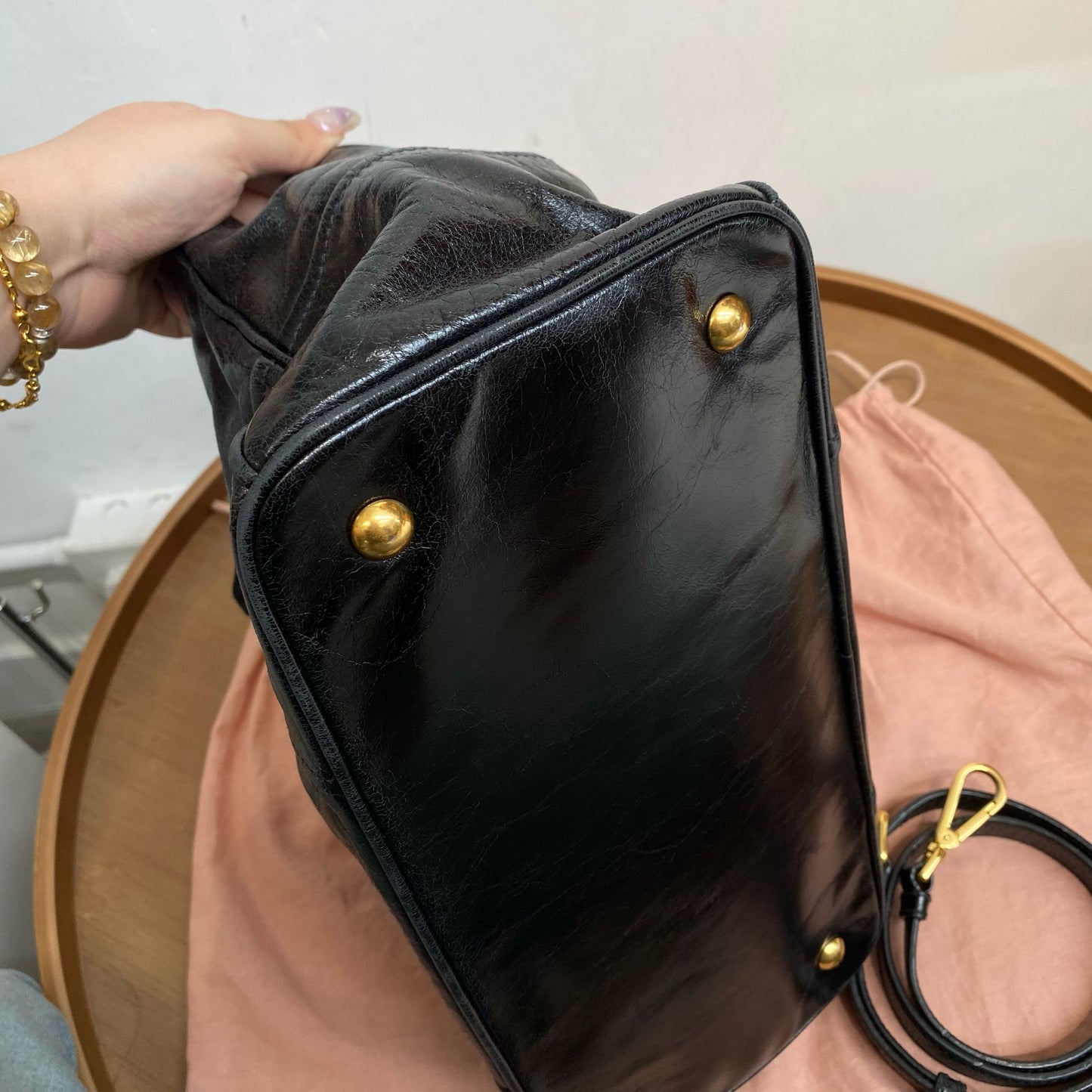 miu miu 黑色 2way 有塵袋