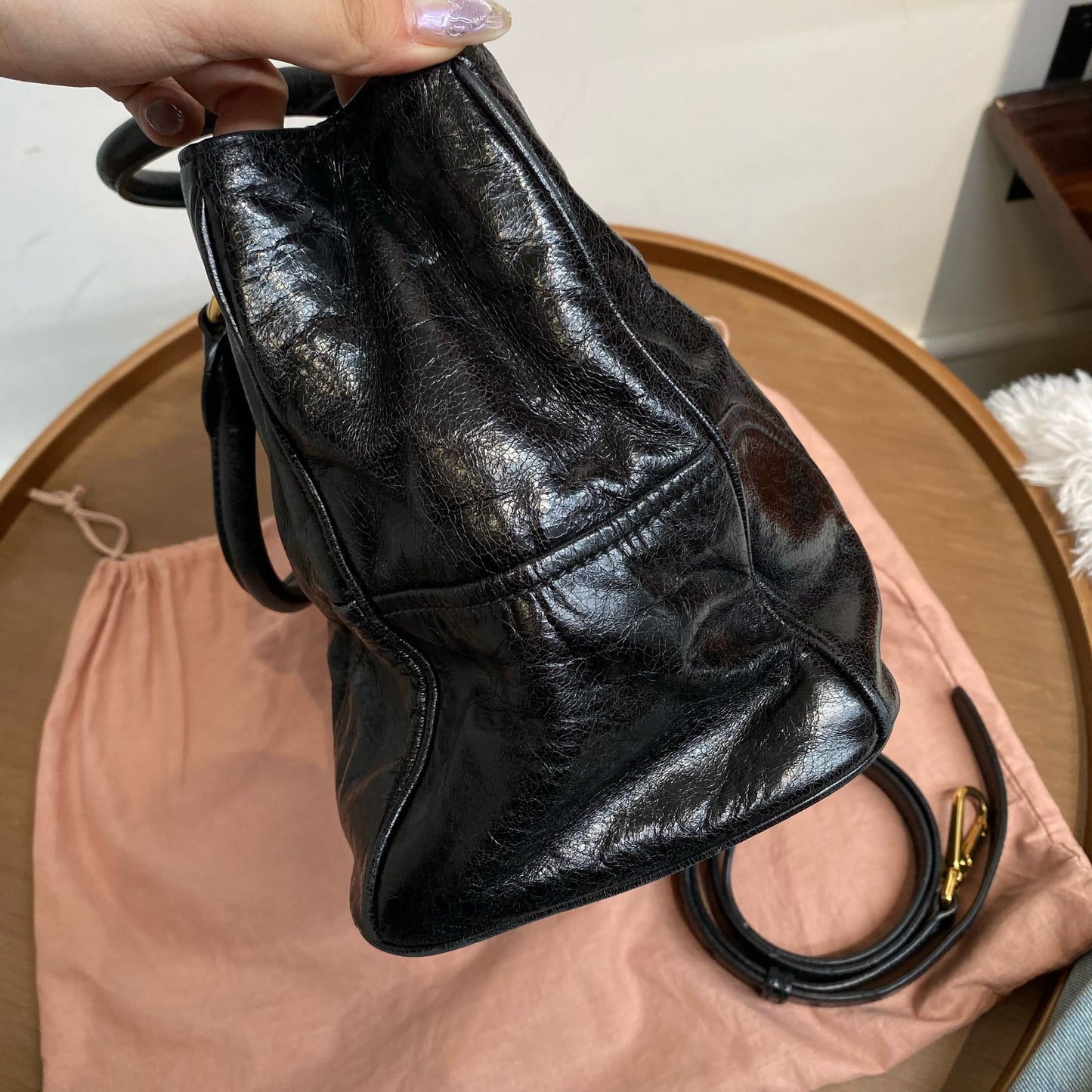 miu miu 黑色 2way 有塵袋