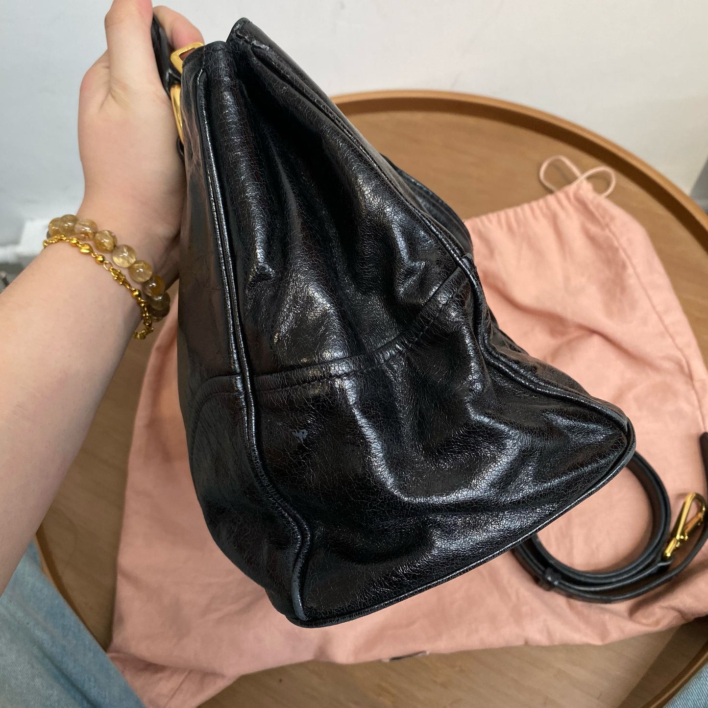 miu miu 黑色 2way 有塵袋