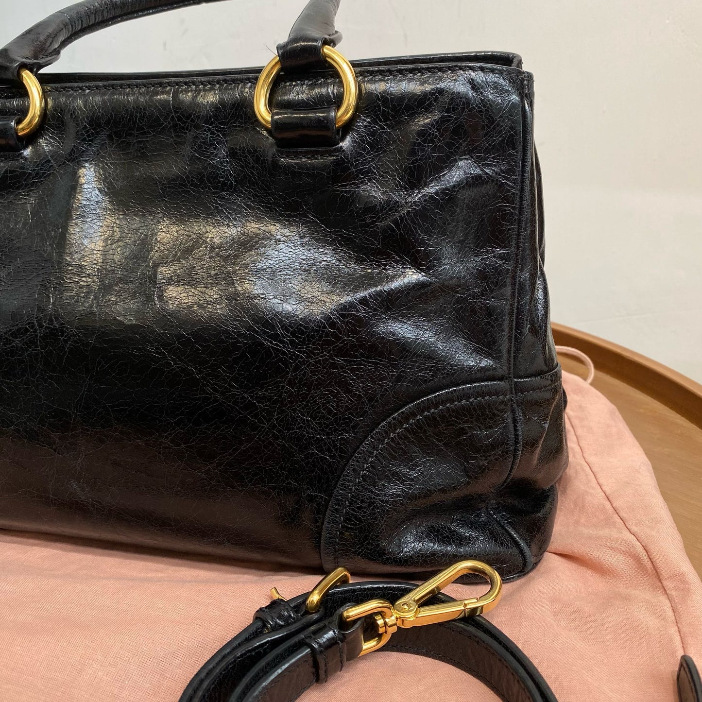 miu miu 黑色 2way 有塵袋