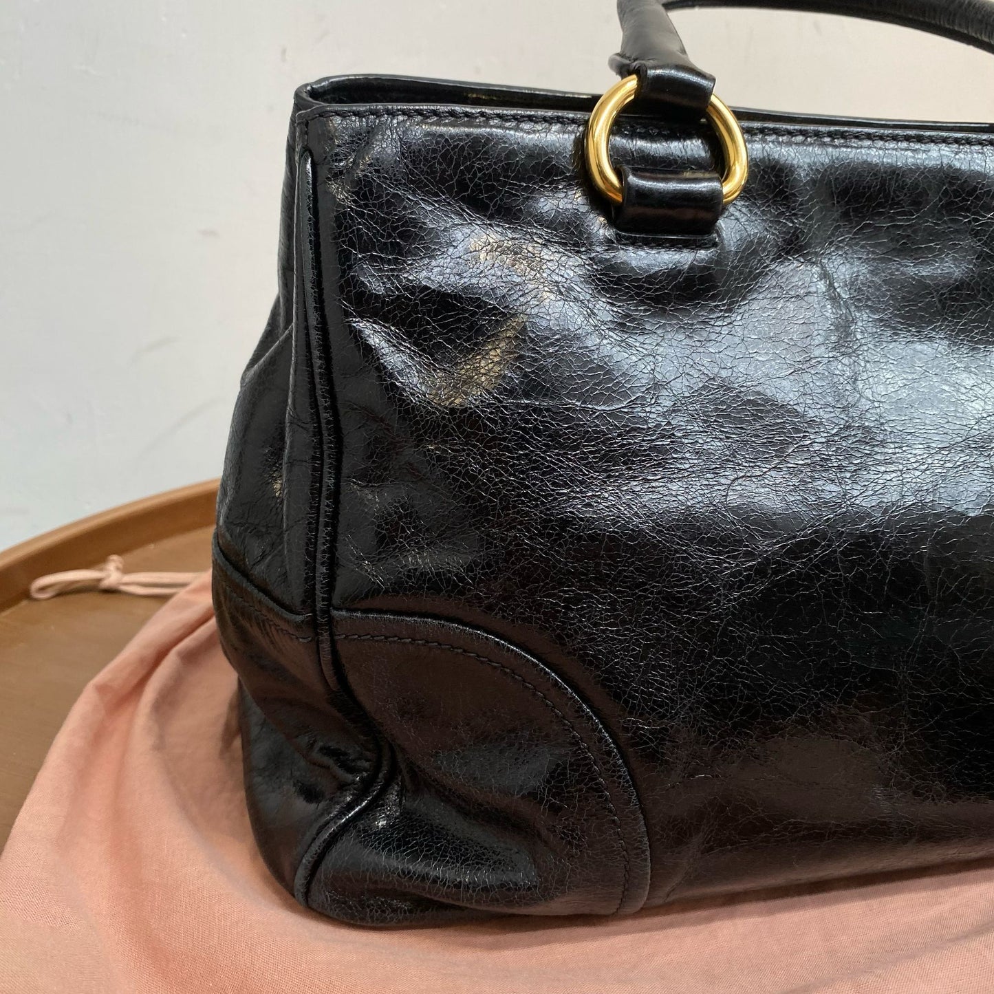 miu miu 黑色 2way 有塵袋