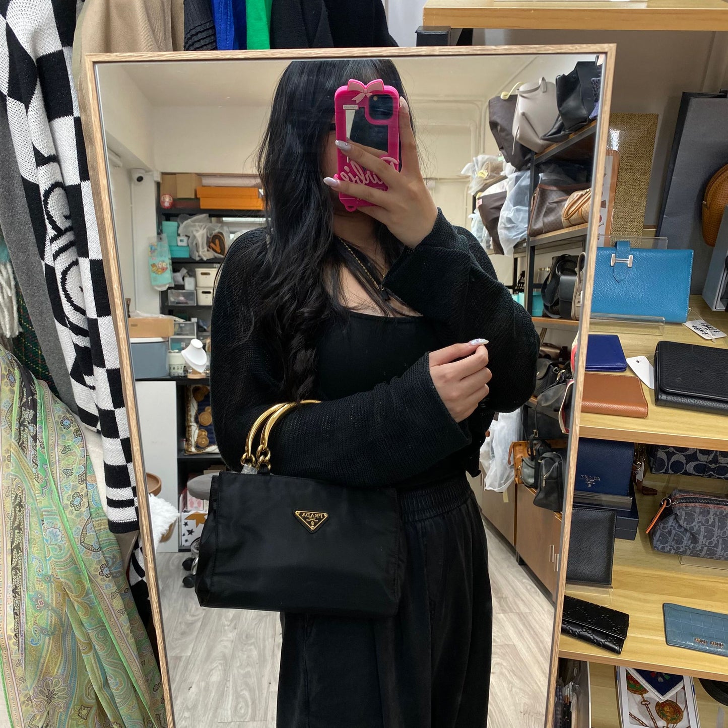 Prada 金柄手挽袋