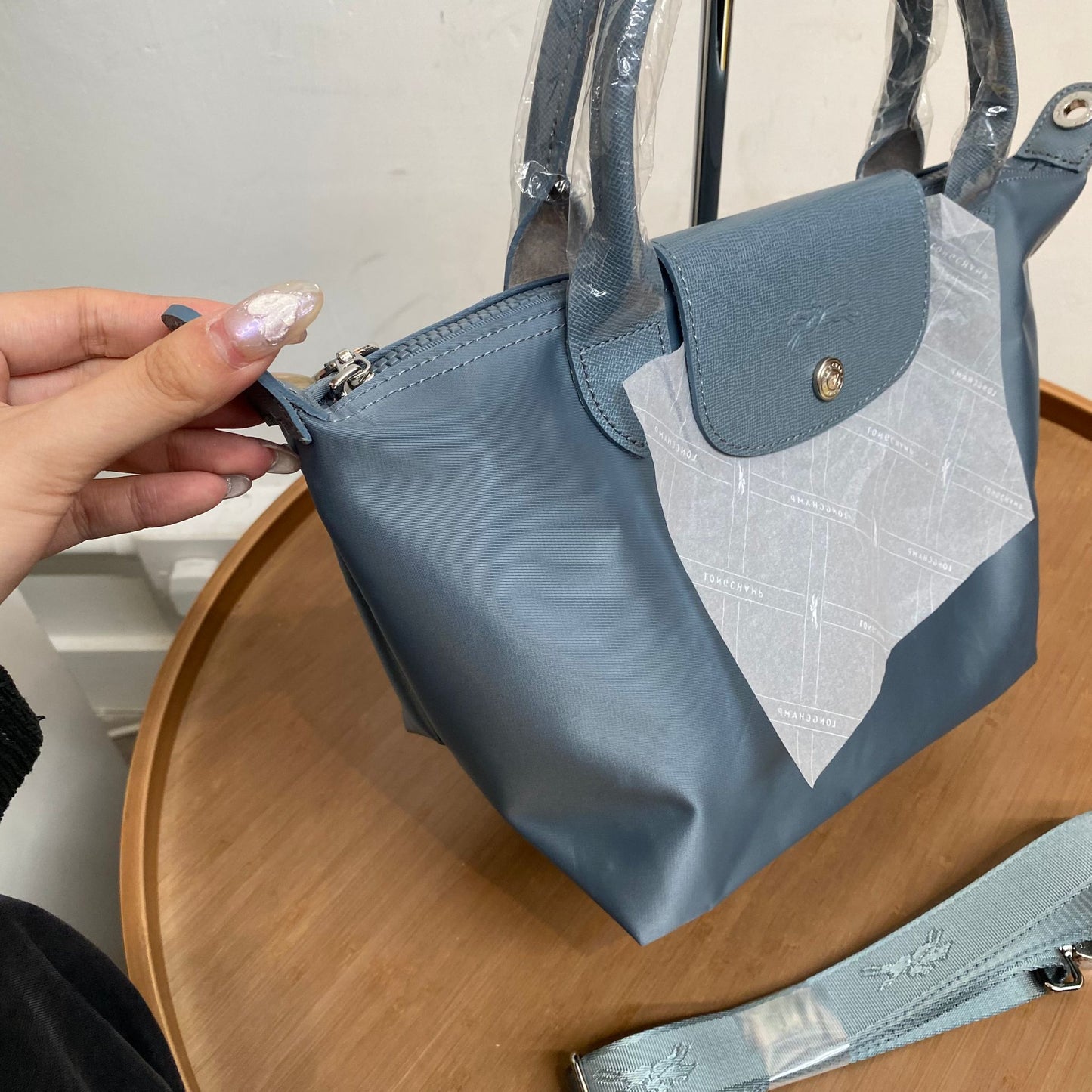 LONG CHAMP 淺藍TOTE