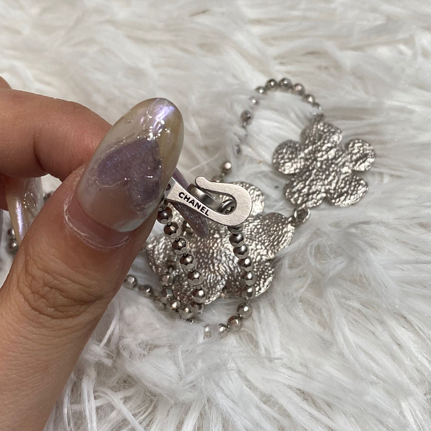 Chanel銀花Choker頸鏈 有盒有刻印