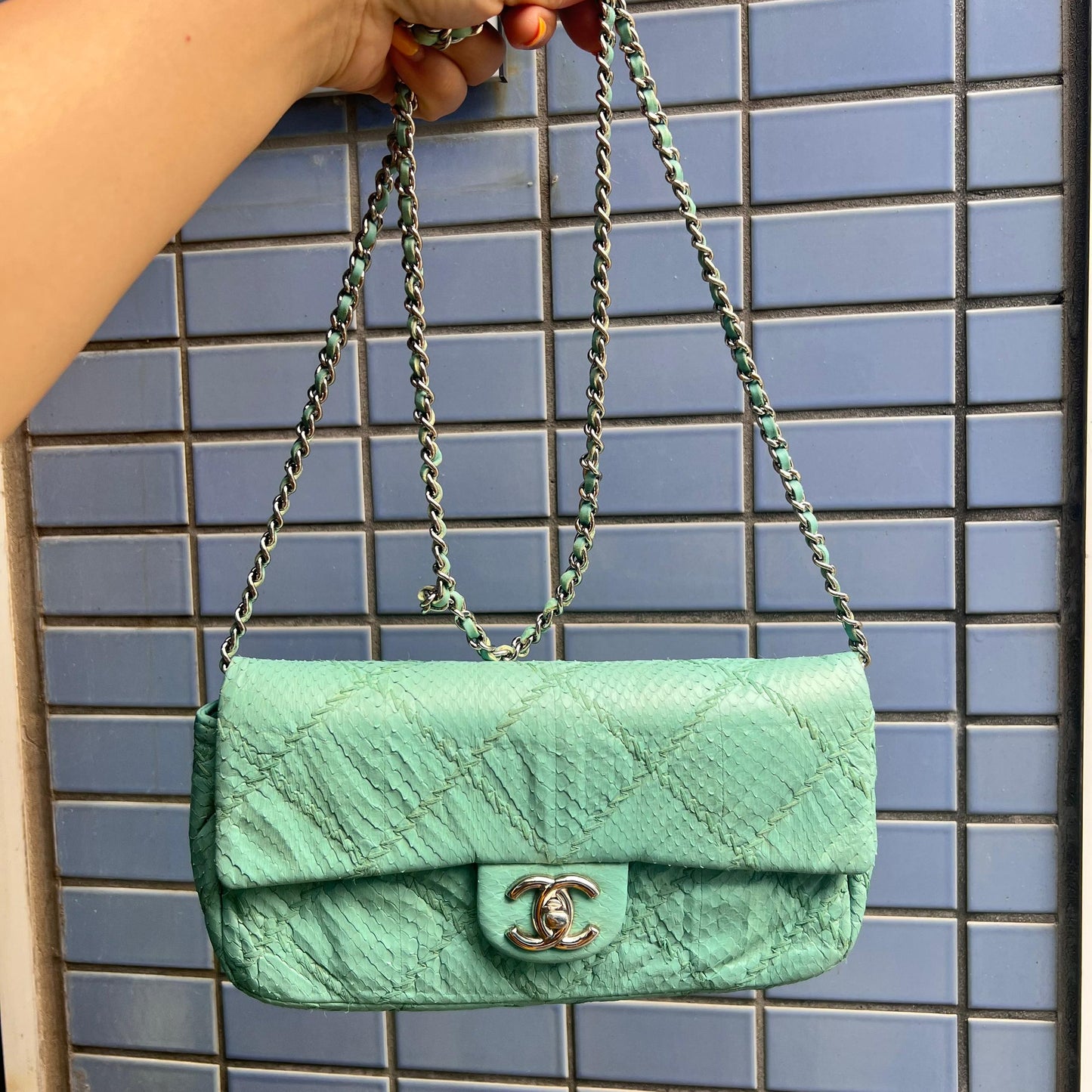 CHANEL 蛇皮斜孭雲朵