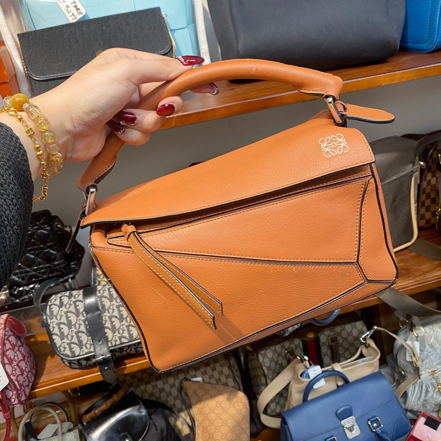 LOEWE啡色Puzzle Bag S Size