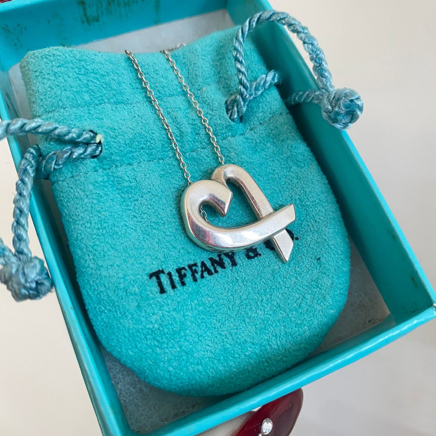 Tiffany心心頸鏈 有盒有塵袋