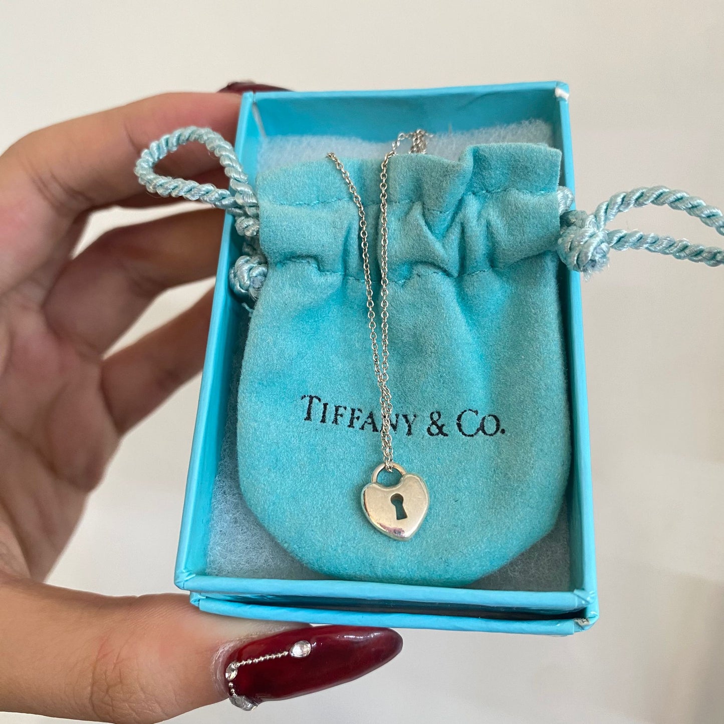 Tiffany心心鎖頸鏈 有盒有塵袋