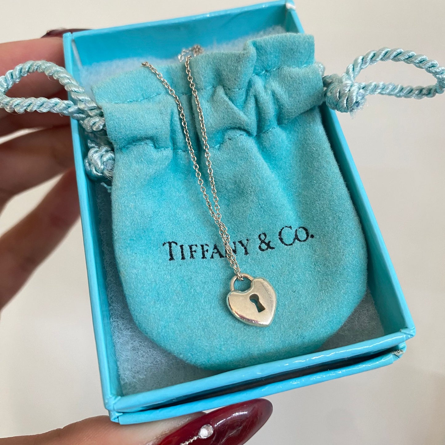 Tiffany心心鎖頸鏈 有盒有塵袋