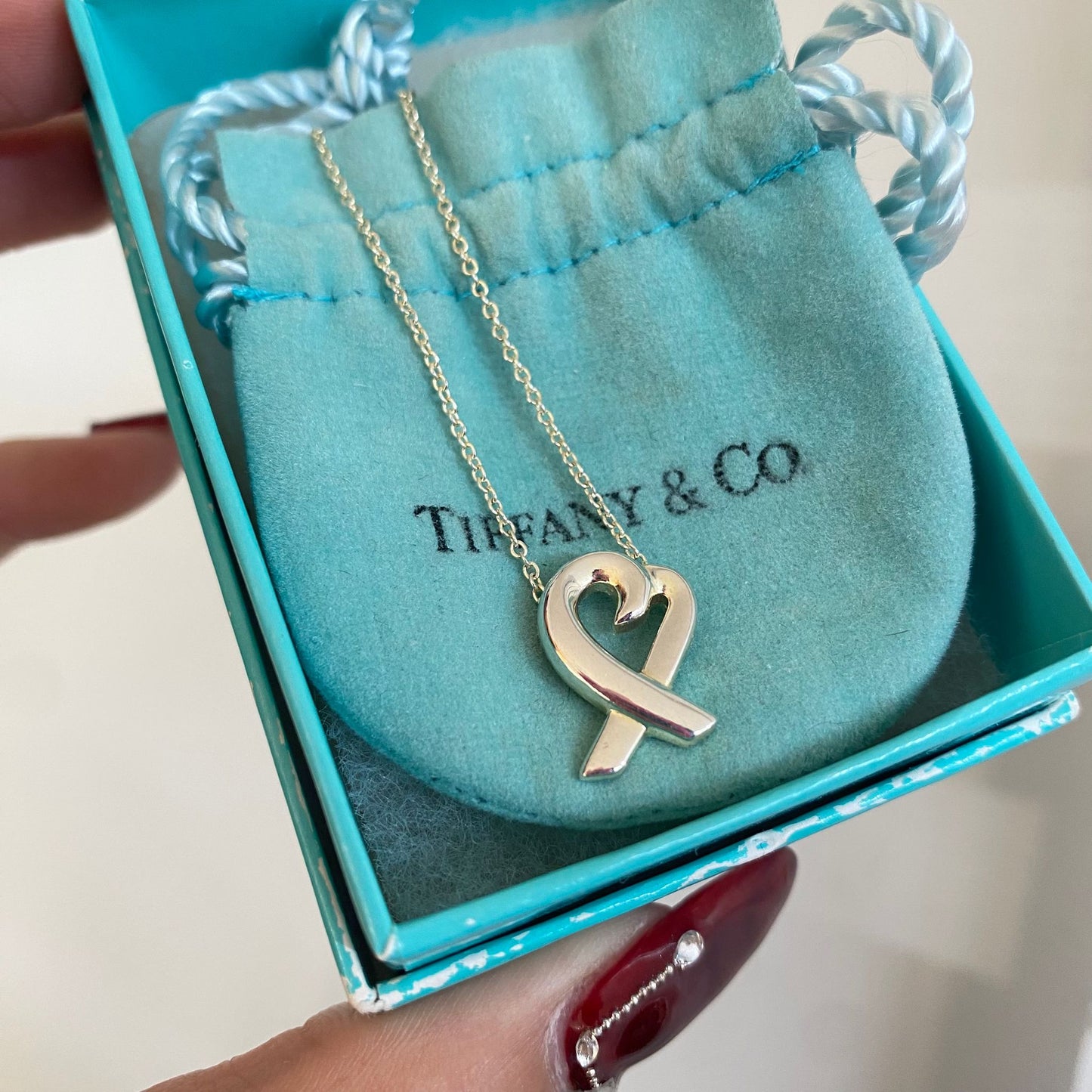 Tiffany細心心頸鏈 有盒有塵袋
