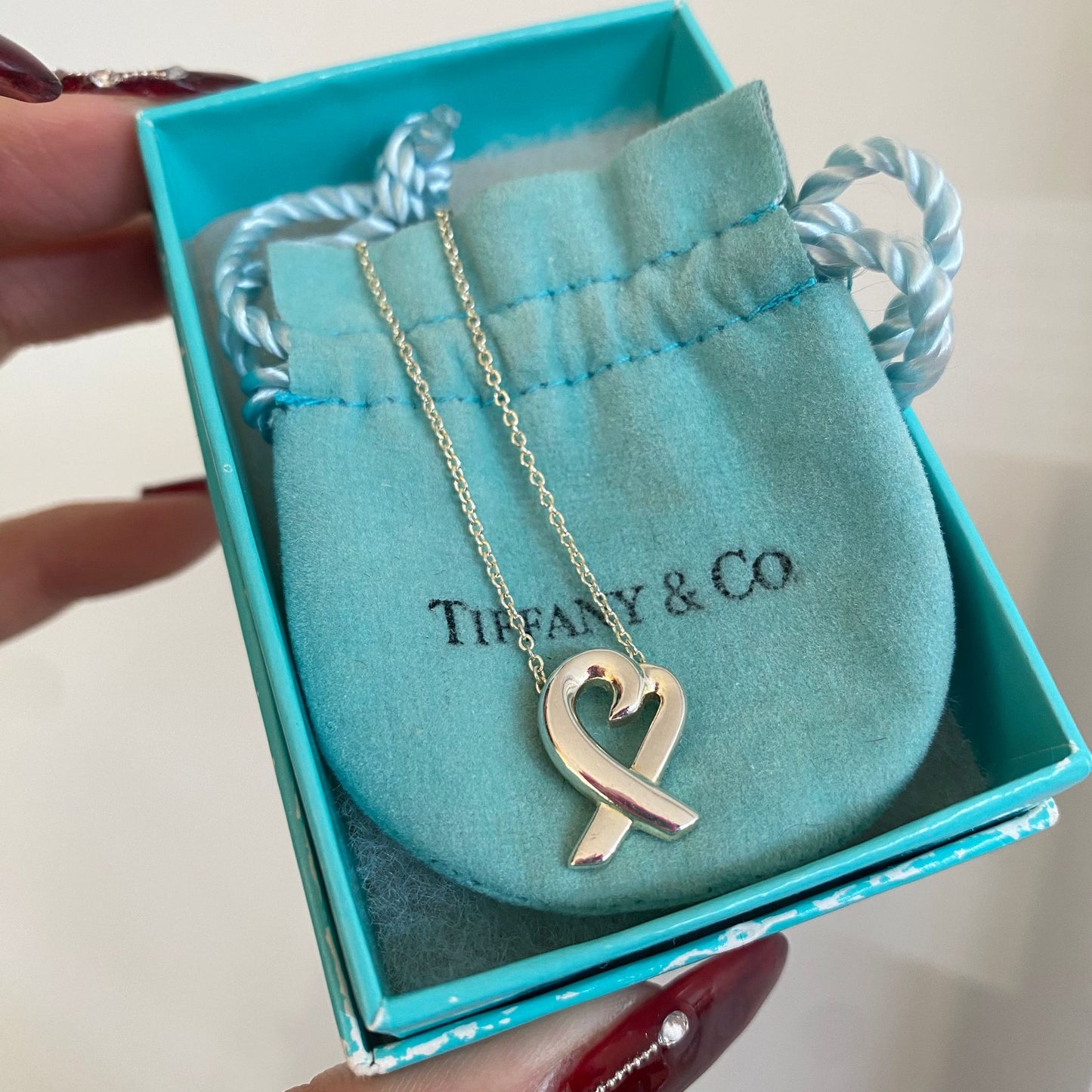 Tiffany細心心頸鏈 有盒有塵袋