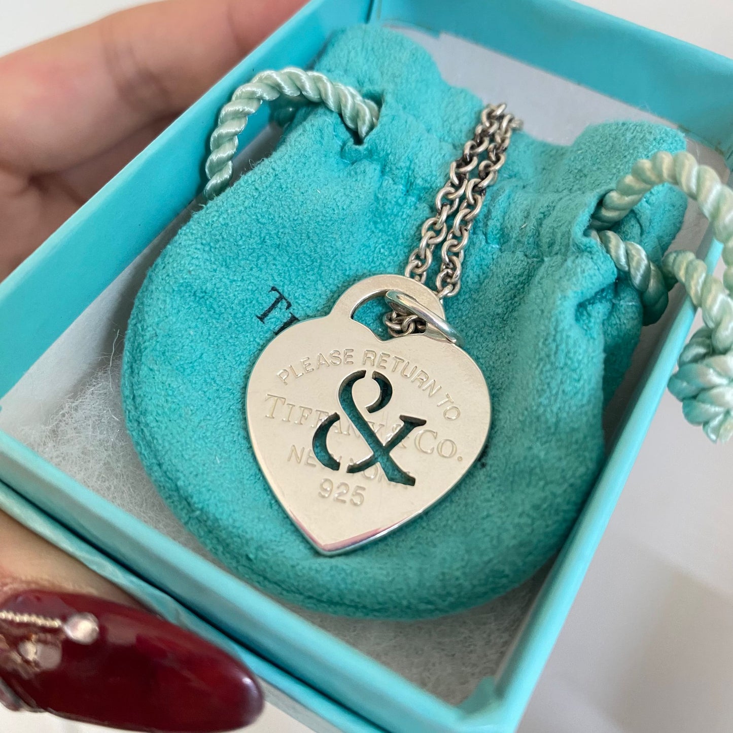 Tiffany心心牌頸鏈 有盒有塵袋