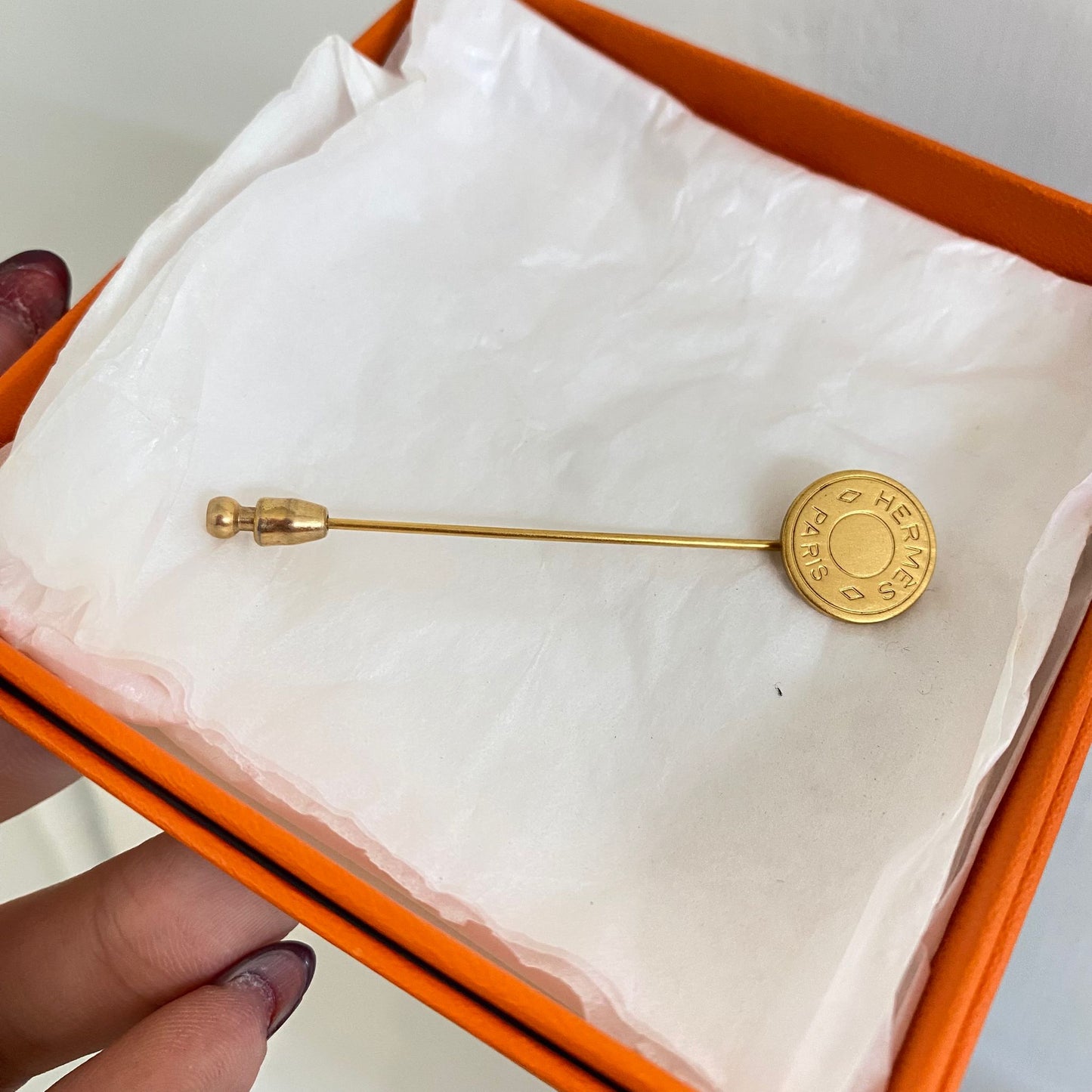 HERMES 啞面心口針 有盒