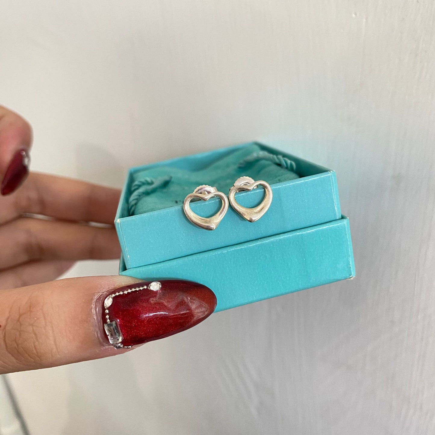 Tiffany心心耳針耳環 有盒有塵袋