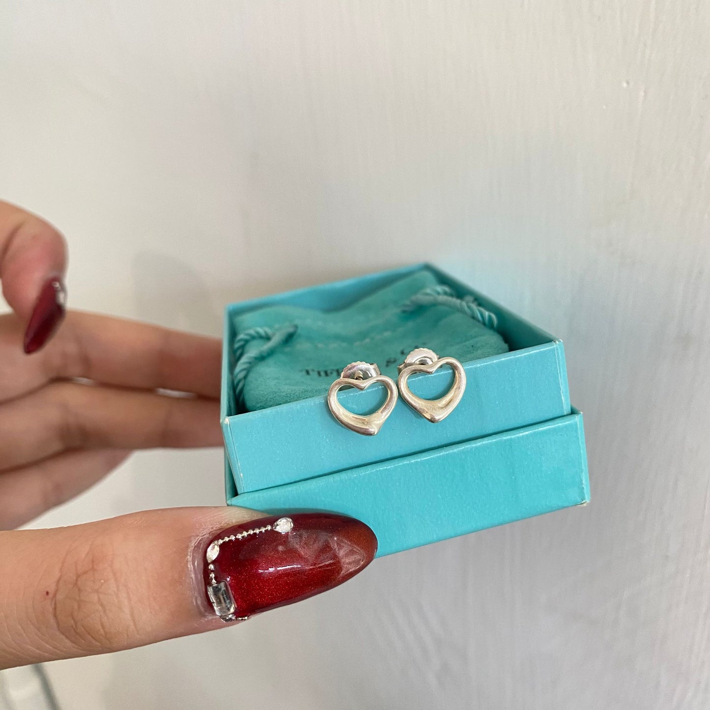 Tiffany心心耳針耳環 有盒有塵袋