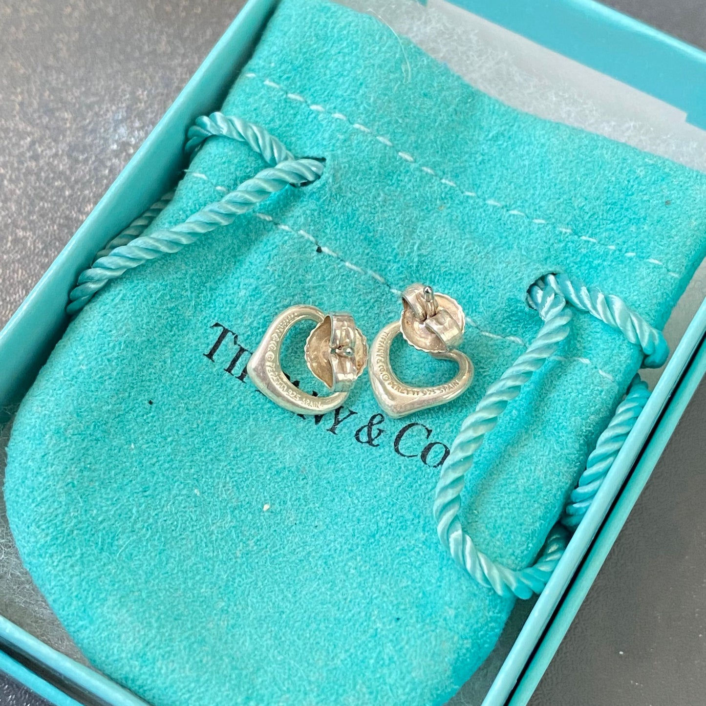 Tiffany心心耳針耳環 有盒有塵袋