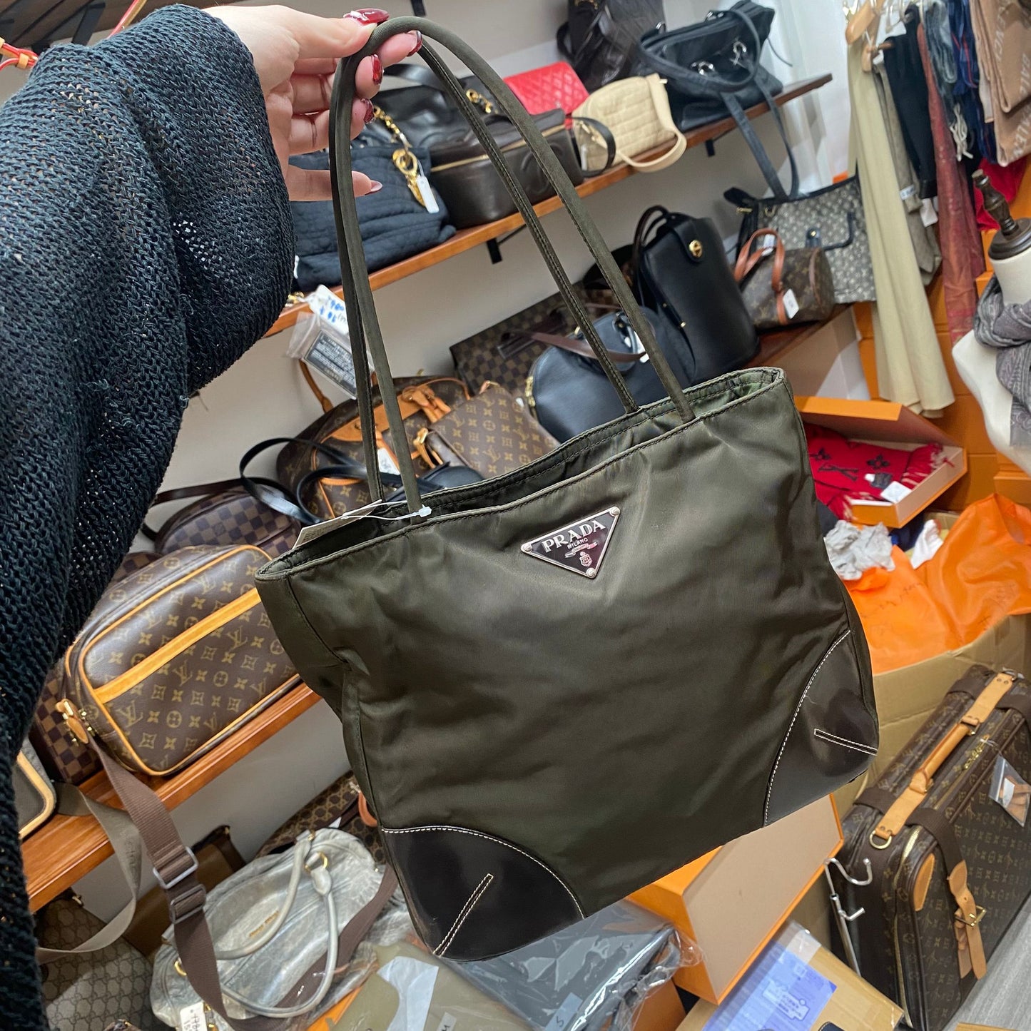 Prada Tote 軍綠色