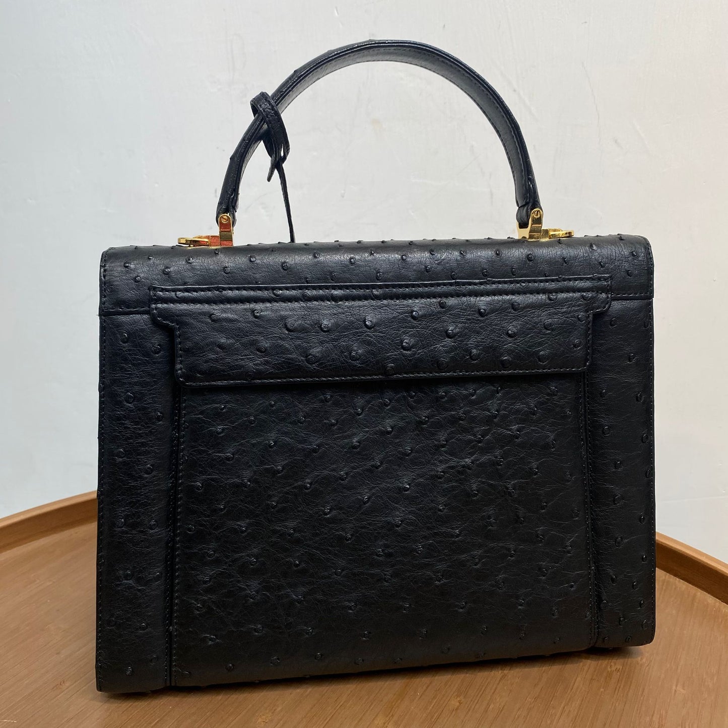 HIGH CLASS 鴕鳥皮 Kelly 黑色