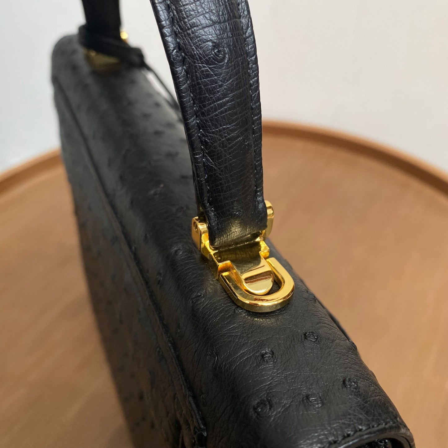 HIGH CLASS 鴕鳥皮 Kelly 黑色