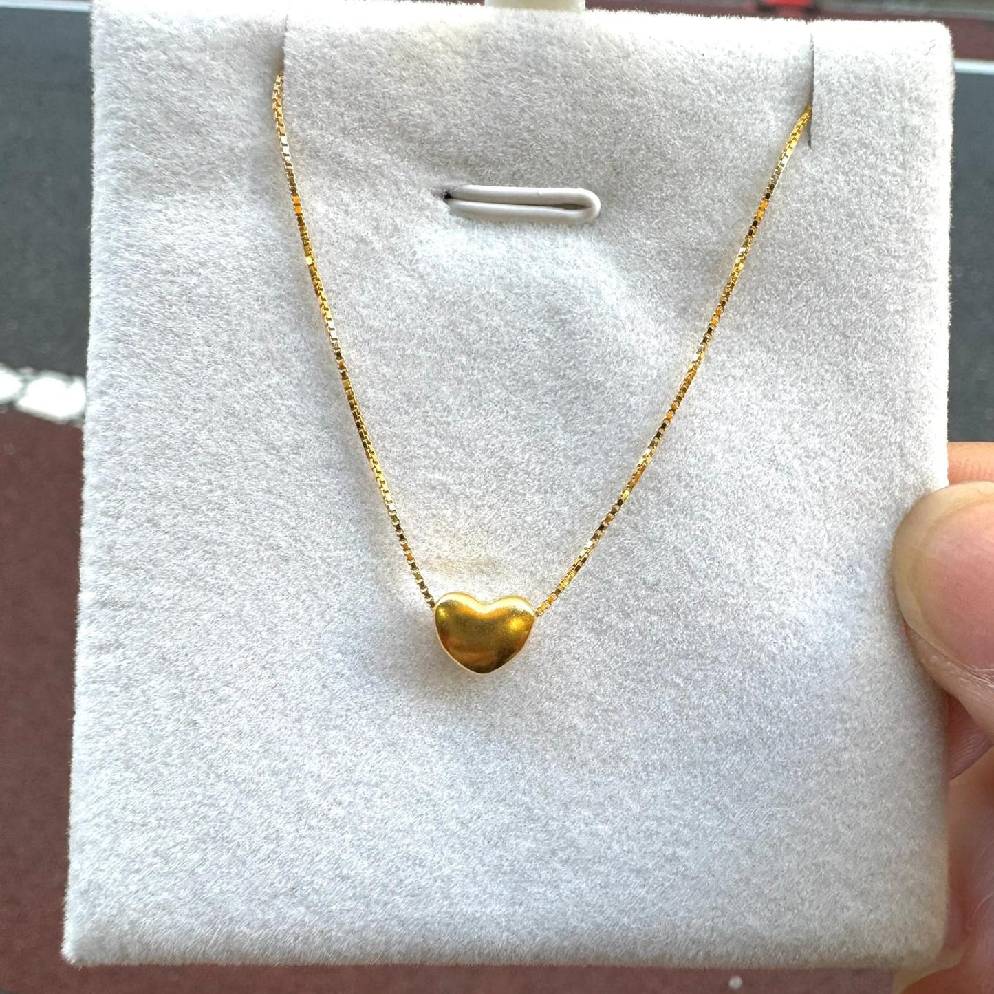 999足金立體真金心心頸鏈💛
