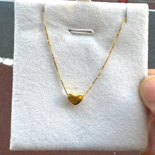 999足金立體真金心心頸鏈💛