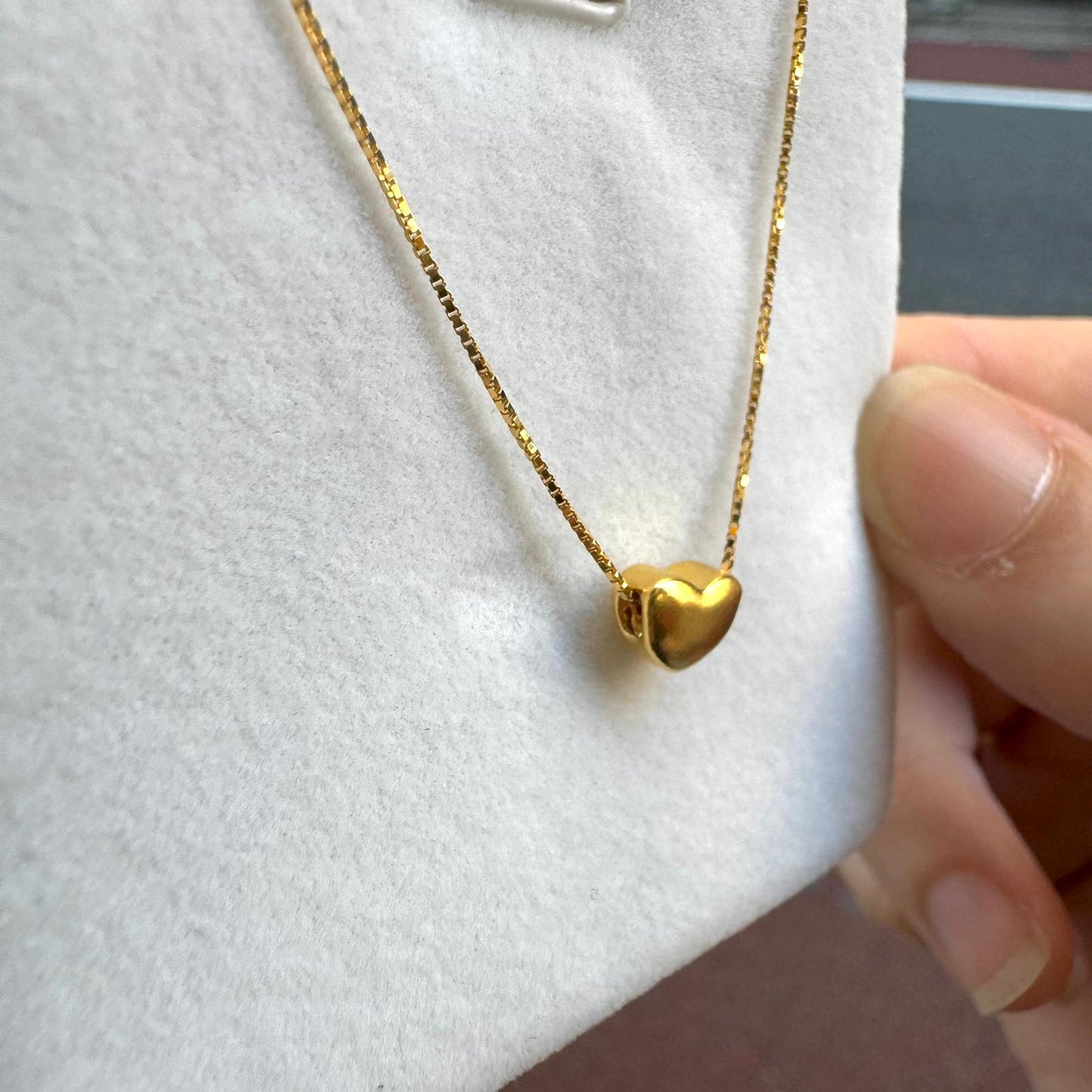 999足金立體真金心心頸鏈💛