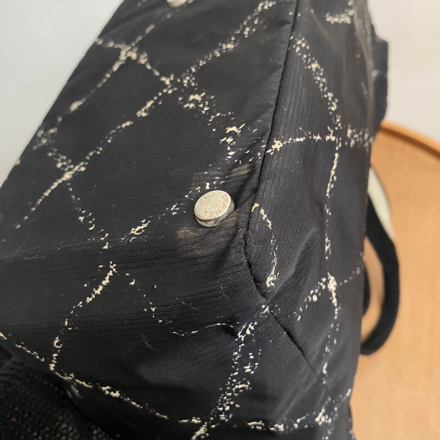 CHANEL Tote 黑白菱格 有貼