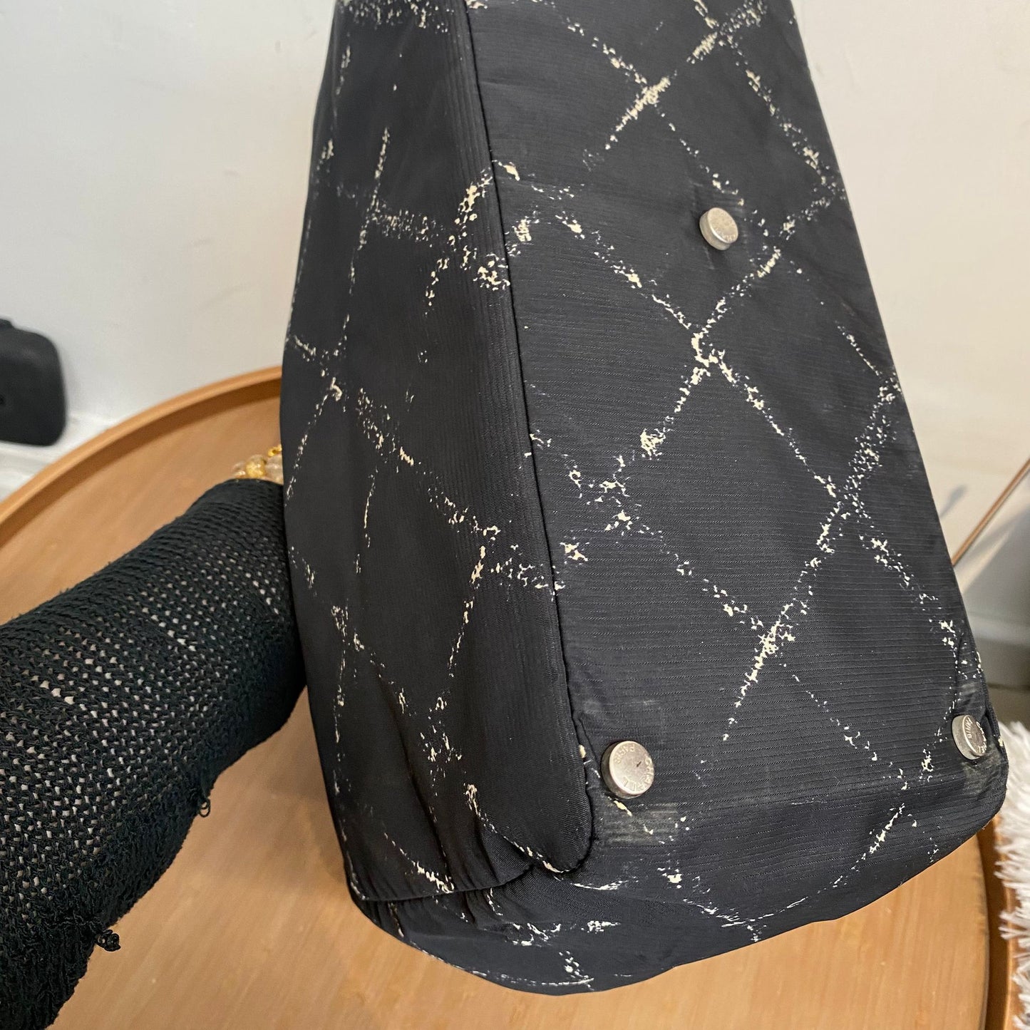 CHANEL Tote 黑白菱格 有貼