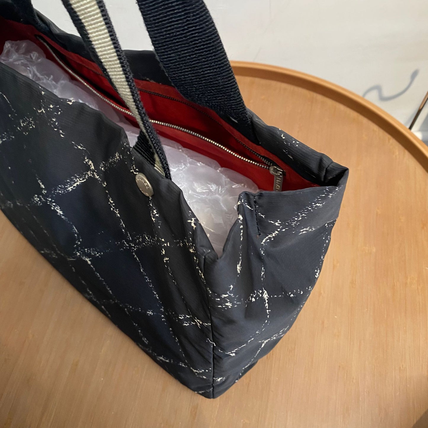 CHANEL Tote 黑白菱格 有貼