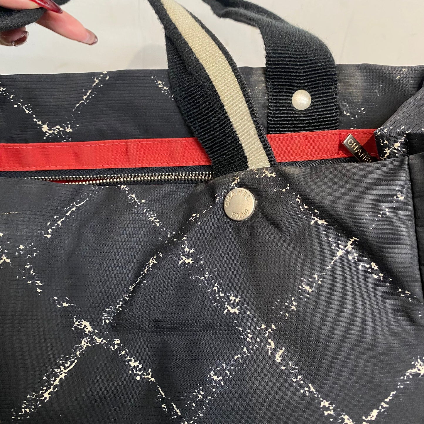 CHANEL Tote 黑白菱格 有貼