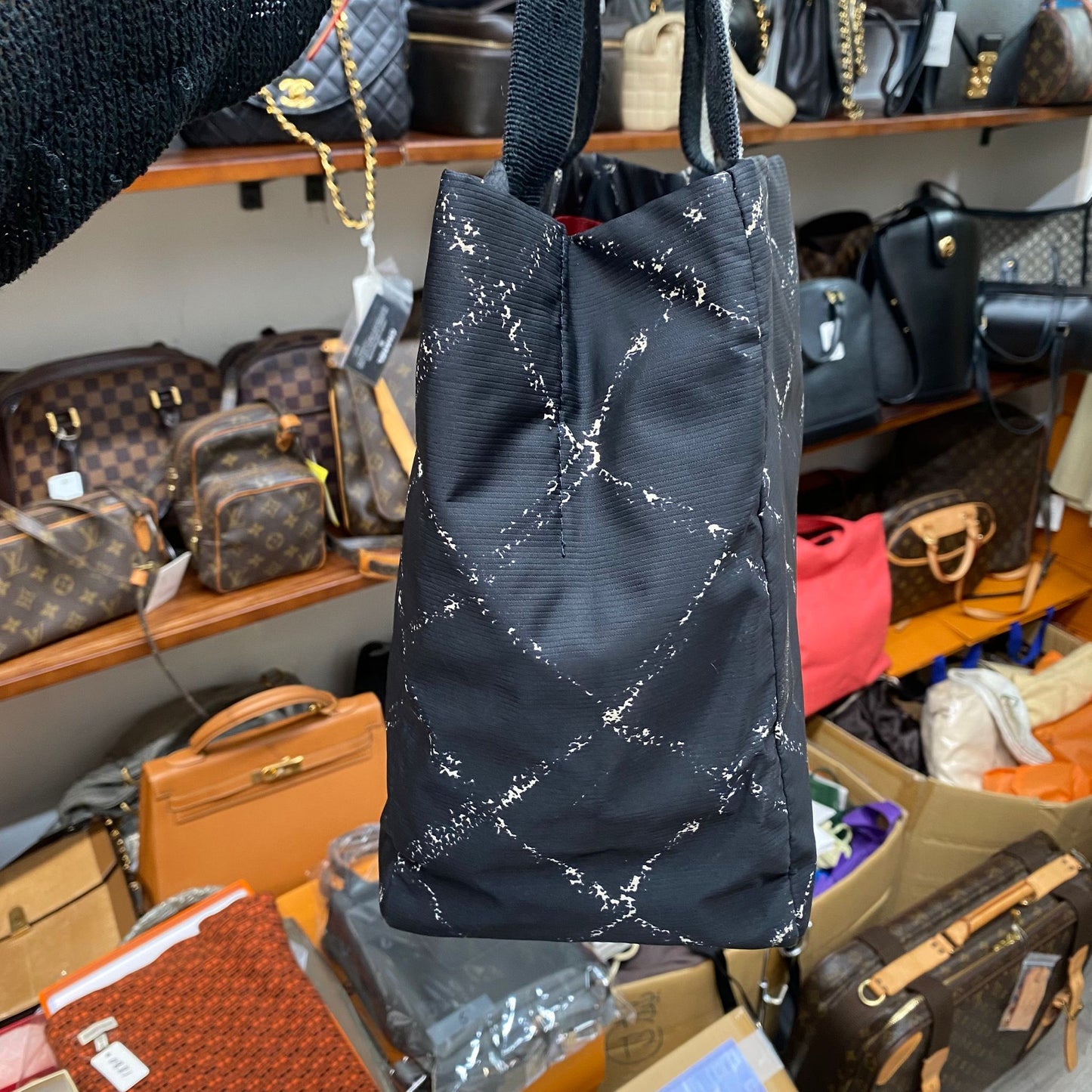 CHANEL Tote 黑白菱格 有貼
