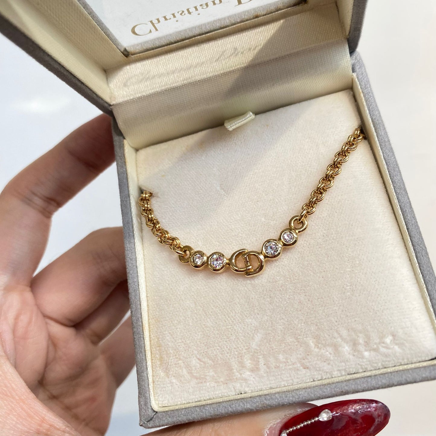 DIOR 4鑽頸鏈 有盒
