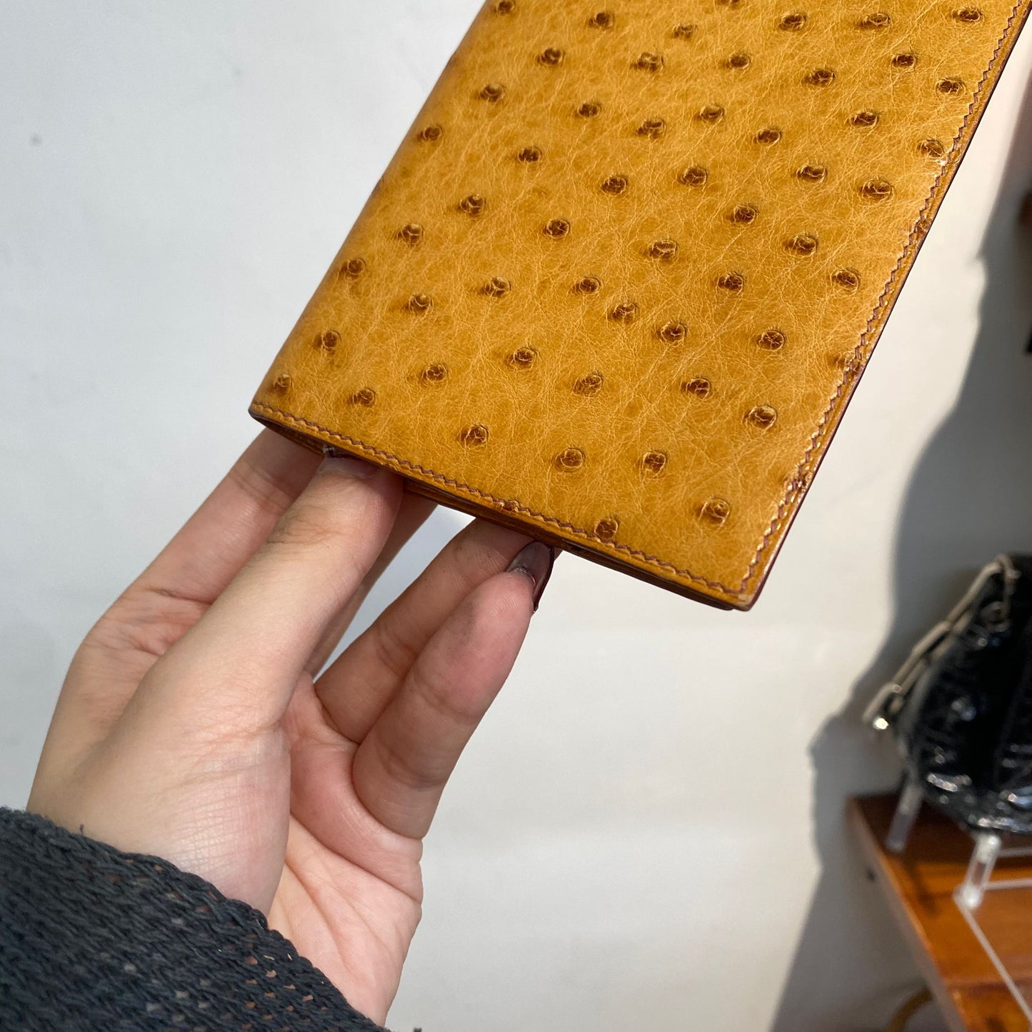 HERMES 鴕鳥皮手帳/長銀包