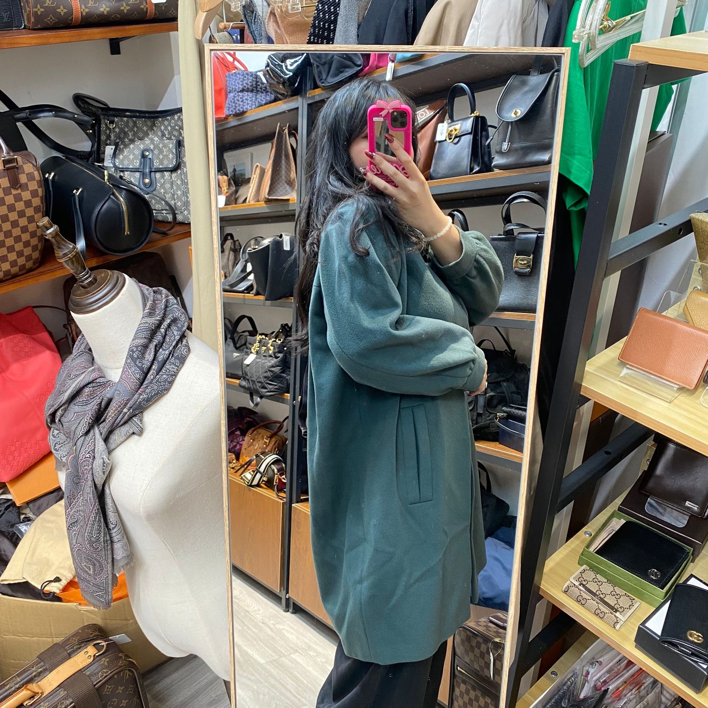 YSL絨褸 湖水綠