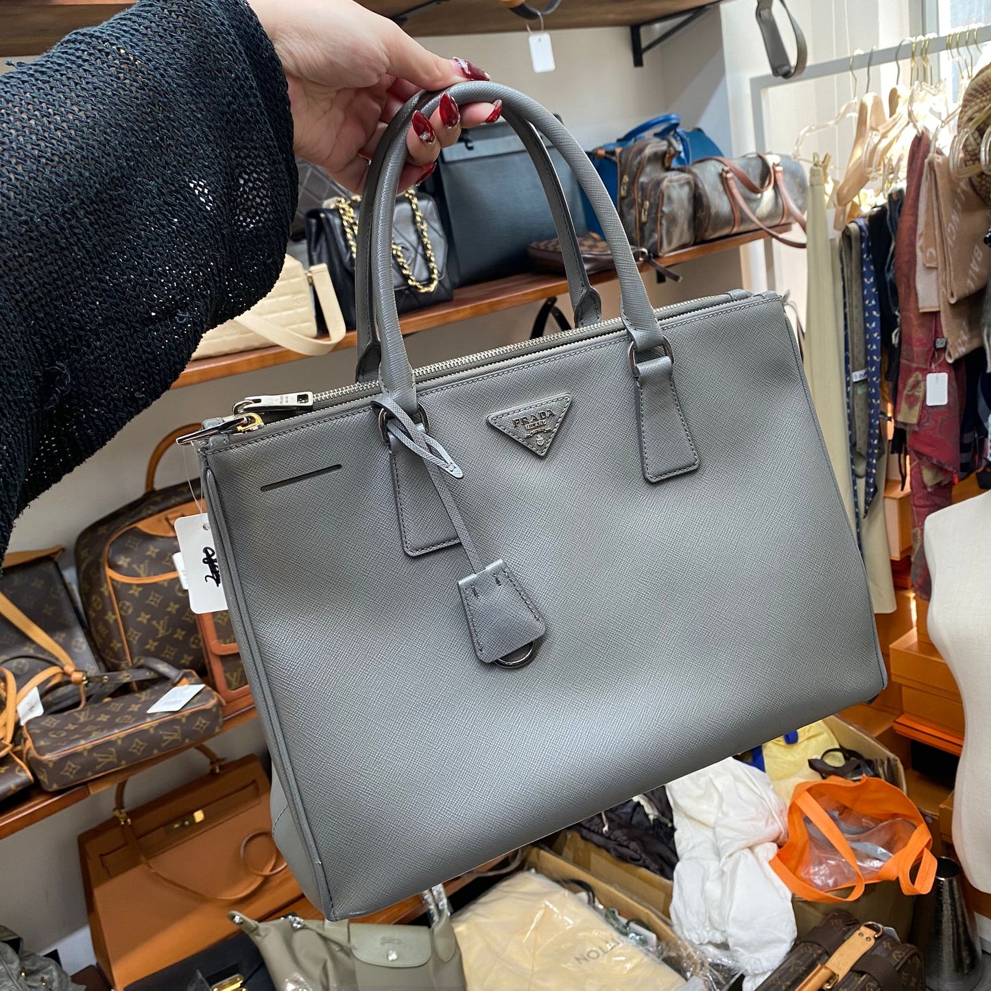 PRADA 3 WAY Tote 灰色