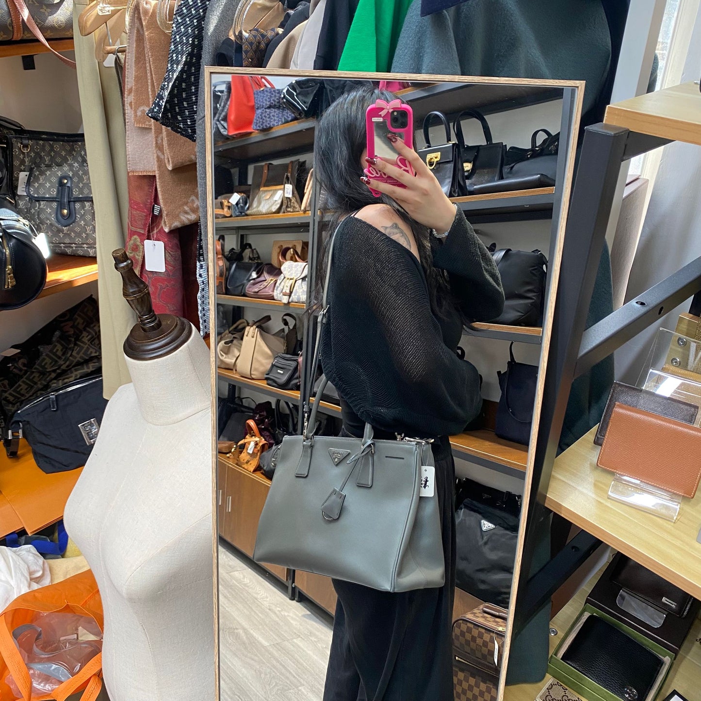PRADA 3 WAY Tote 灰色