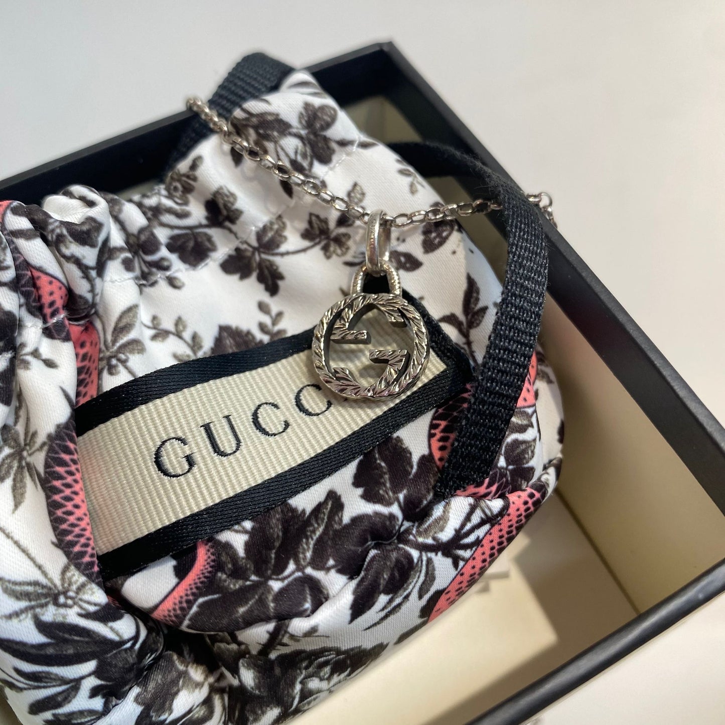 GUCCI 925純銀頸鏈 有盒有塵袋