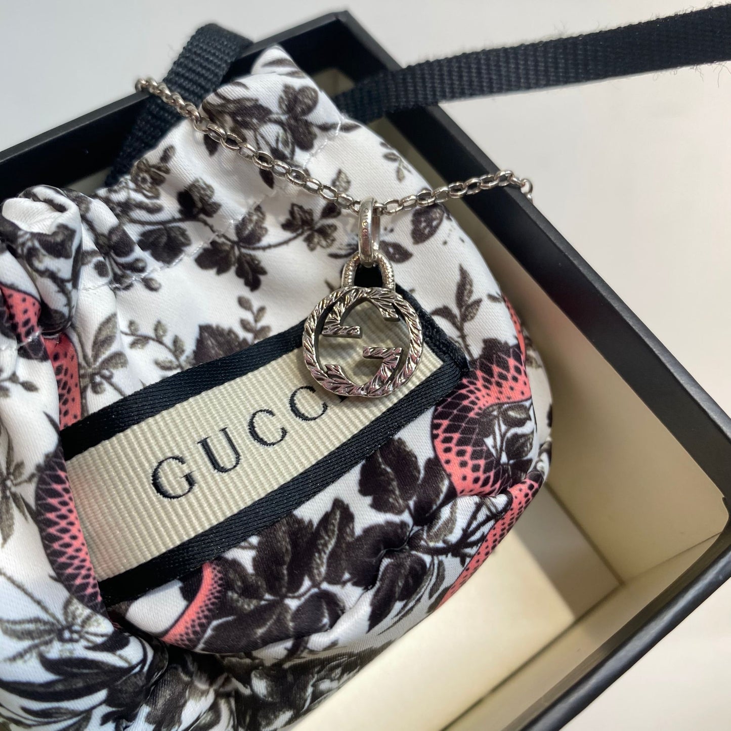 GUCCI 925純銀頸鏈 有盒有塵袋