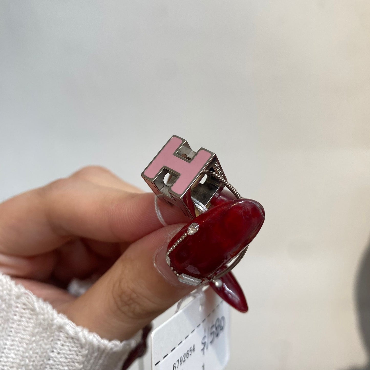 Hermes Cube H 粉銀頸鏈 有盒