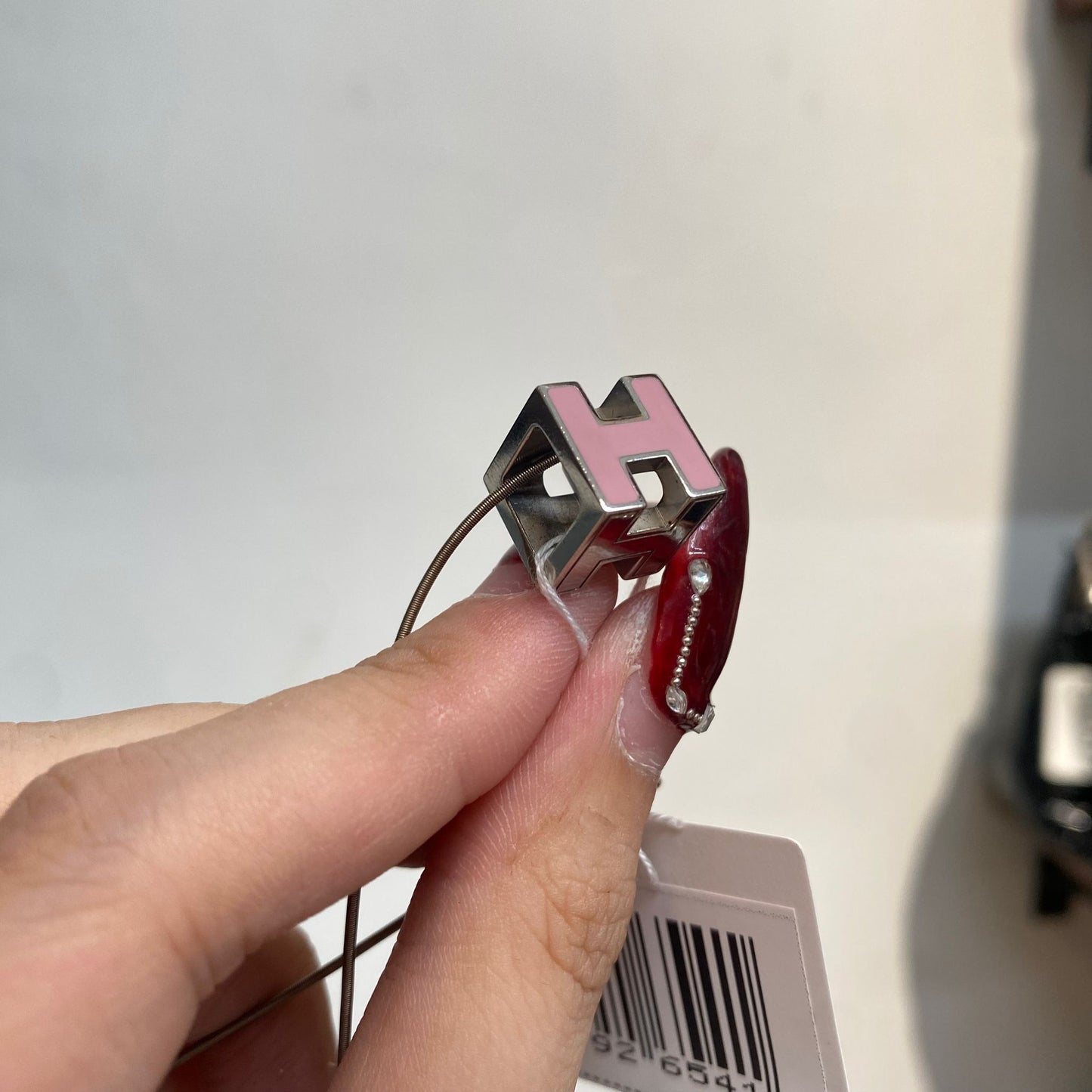 Hermes Cube H 粉銀頸鏈 有盒