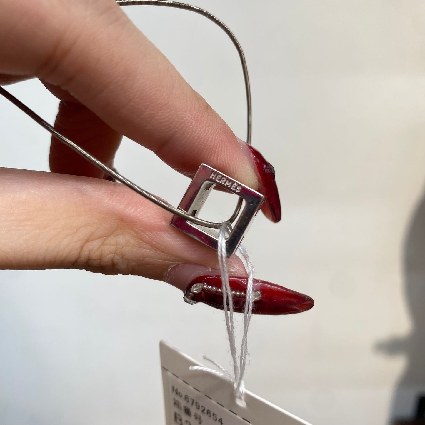 Hermes Cube H 粉銀頸鏈 有盒