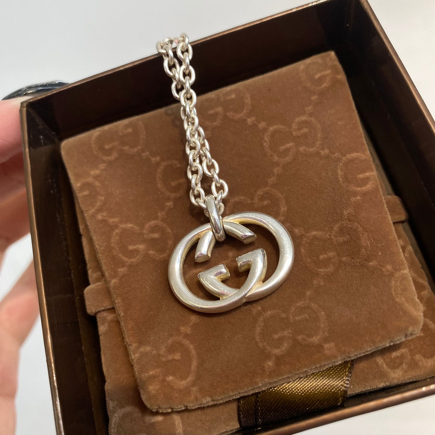 GUCCI 925純銀頸鏈 有盒有塵袋