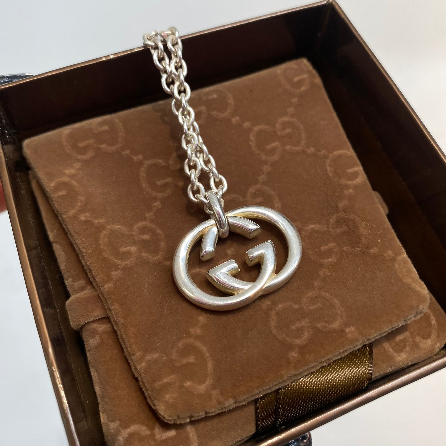 GUCCI 925純銀頸鏈 有盒有塵袋