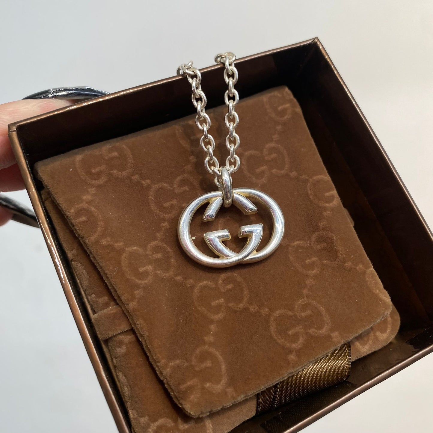 GUCCI 925純銀頸鏈 有盒有塵袋