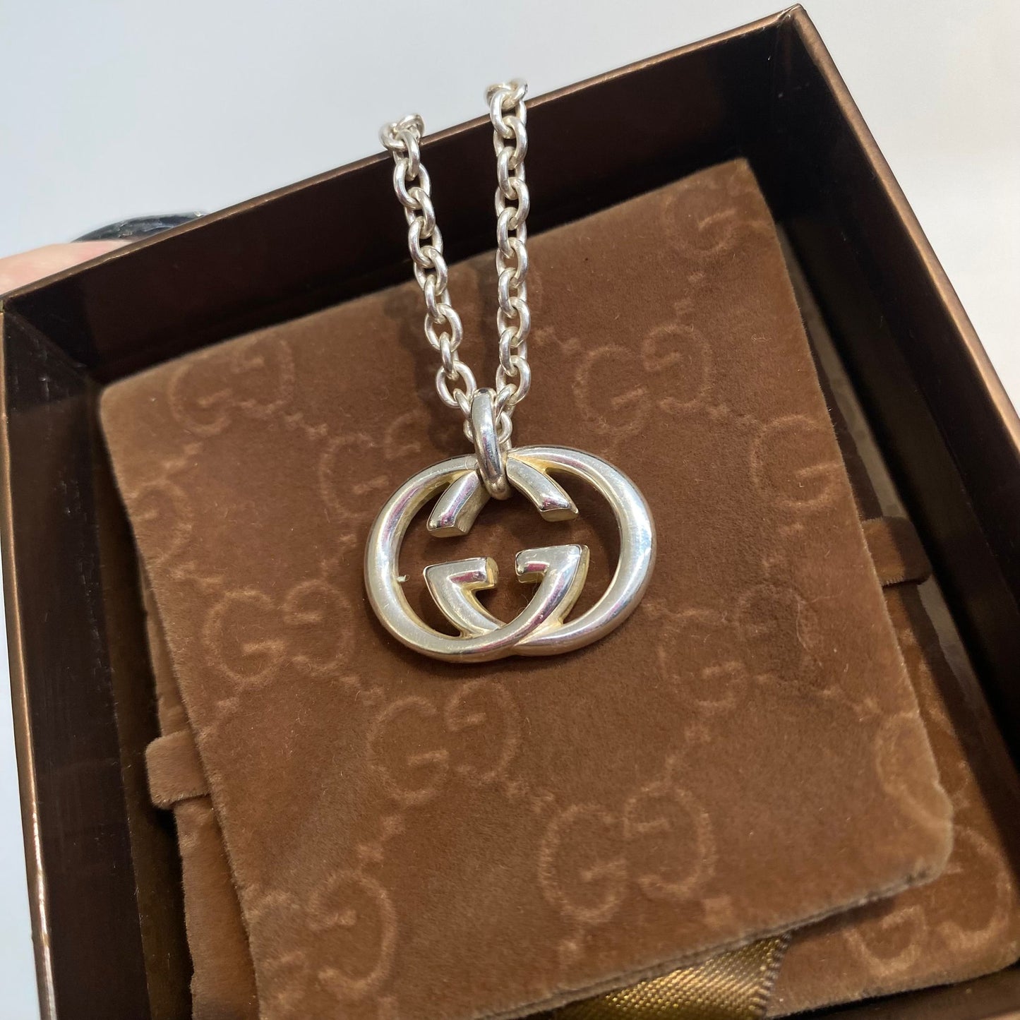 GUCCI 925純銀頸鏈 有盒有塵袋