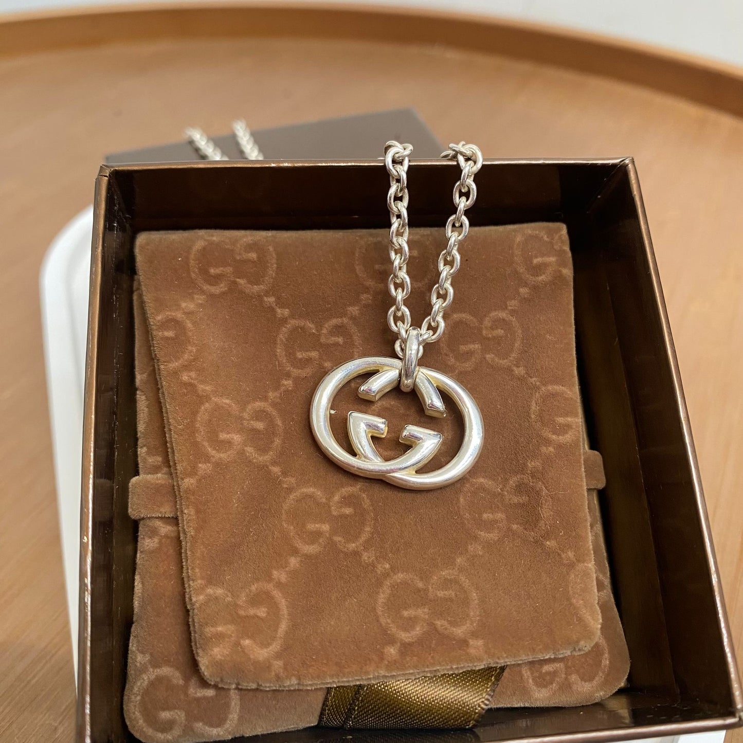 GUCCI 925純銀頸鏈 有盒有塵袋