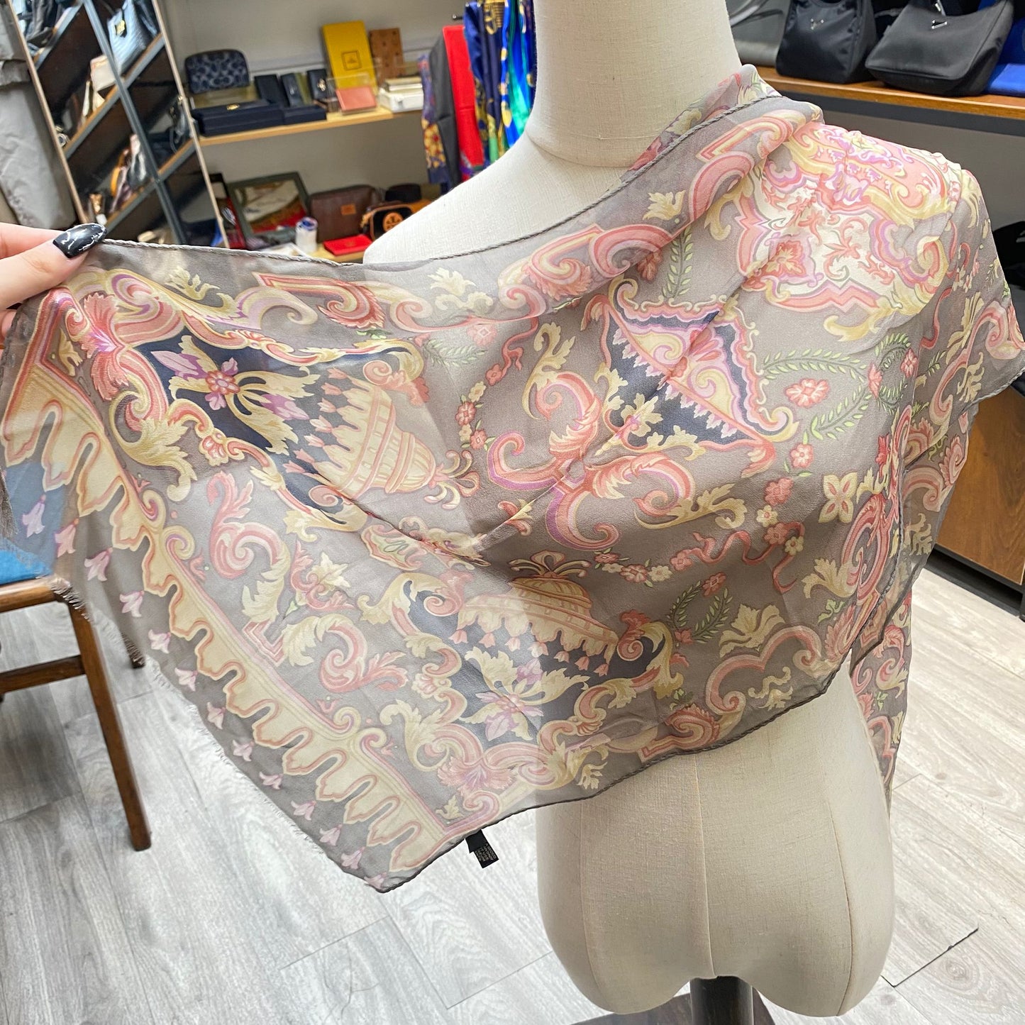 ETRO 100%真絲長絲巾