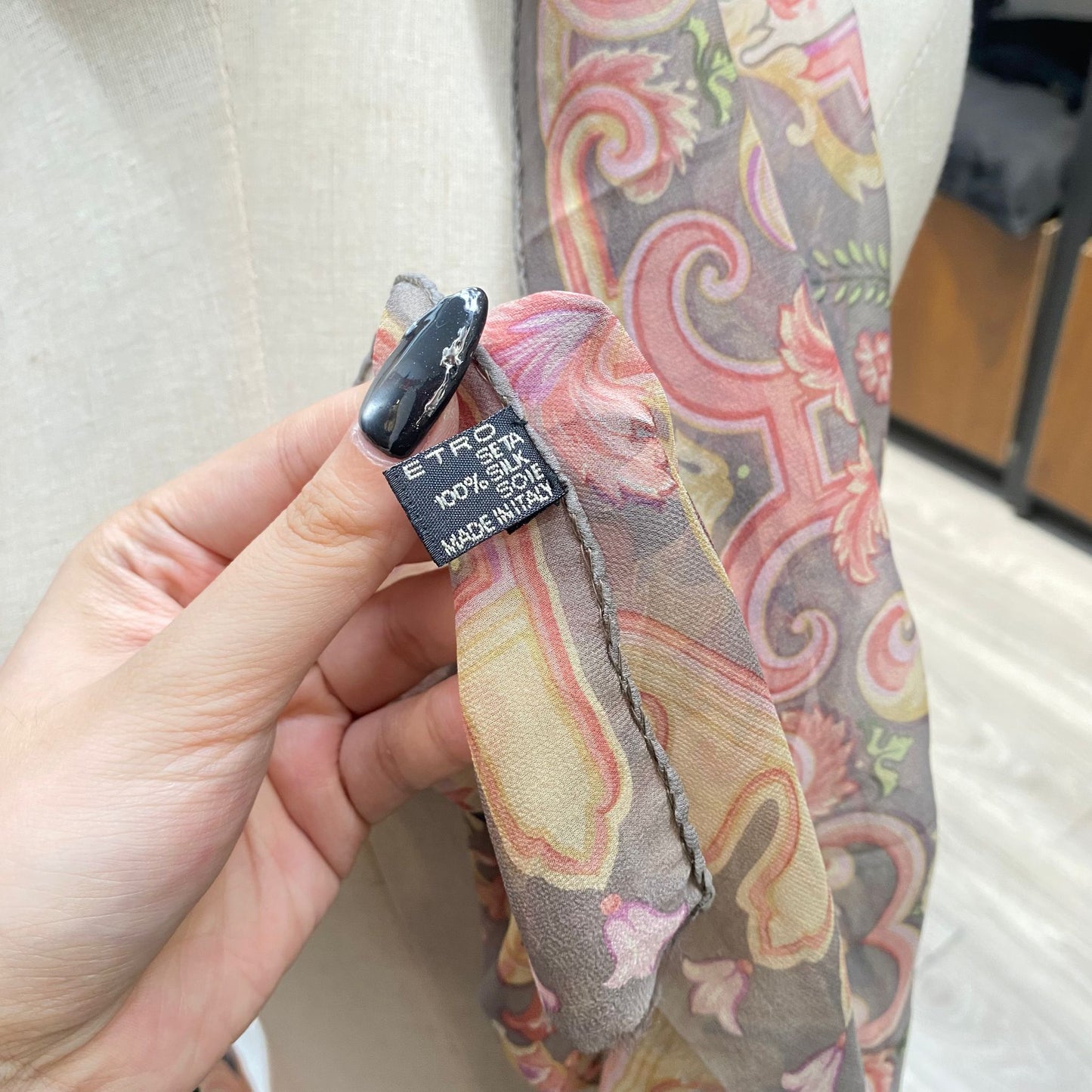 ETRO 100%真絲長絲巾