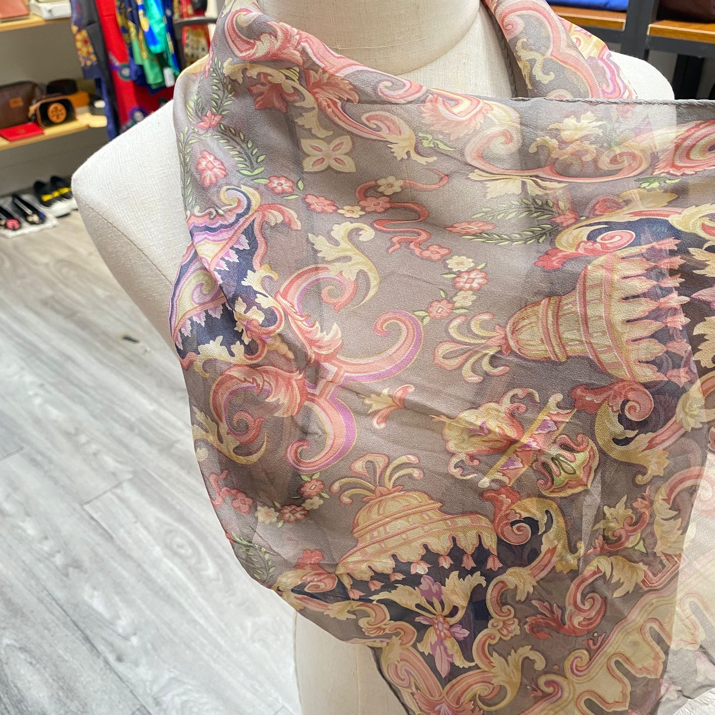 ETRO 100%真絲長絲巾